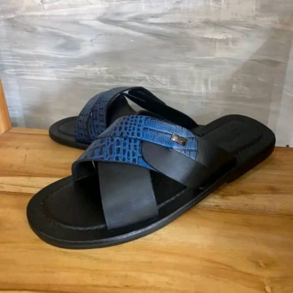 Cuir Croco Bleu & Noir Ébène