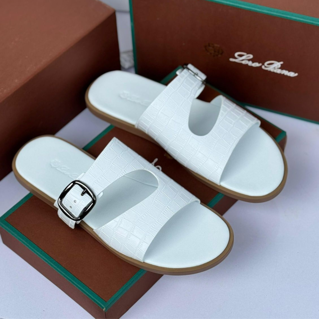 Mules Loro Piana "Croco White"